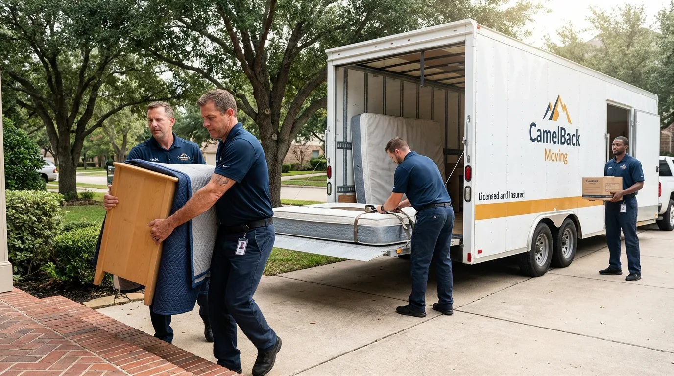Crew loading residential truck for cross-state move from Nantucket, MA